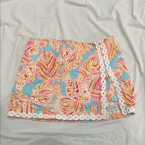 Lilly Pulitzer Pink and Blue Mini Skirt with built in Shorts (Skort)